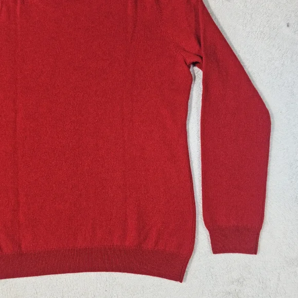 Talbots Pure Cashmere Red Crewneck Sleeve Pullover Sweater Size Large - Picture 7 of 12